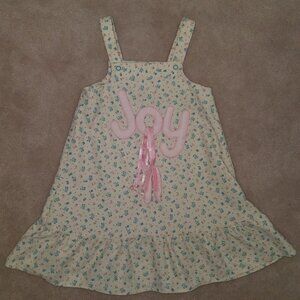 Handmade JOY Girls Corduroy Dress Yellow Pink Floral Ballet Slippers APPROX 4-6